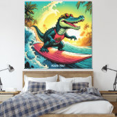 Fantasy Niedlich Vivid Surfing Crocodile Wave Leinwanddruck (Insitu (Schlafzimmer))