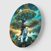Fantasy Niedlich Vivid Tiger Life Tree Große Wanduhr (Winkel)