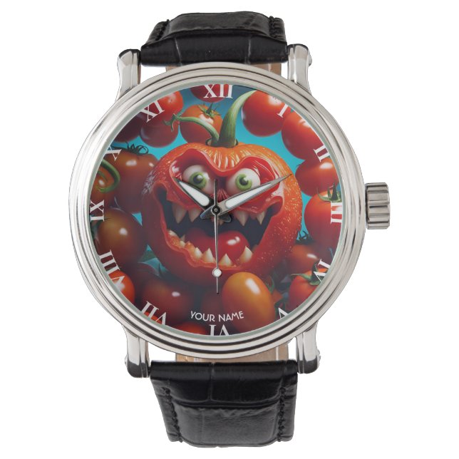 Fantasy Niedlich Vivid Tomato Funny Creature Armbanduhr (Vorderseite)