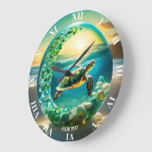 Fantasy Niedlich Vivid Turtle Sea Waves Große Wanduhr (Winkel)