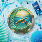 Fantasy Niedlich Vivid Turtle Sea Waves Pappteller (Party)