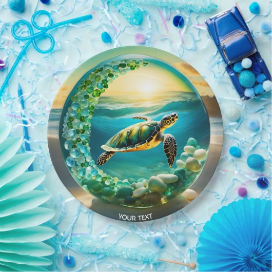 Fantasy Niedlich Vivid Turtle Sea Waves Pappteller (Party)