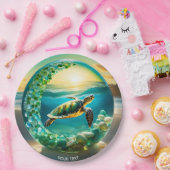Fantasy Niedlich Vivid Turtle Sea Waves Pappteller (Party)