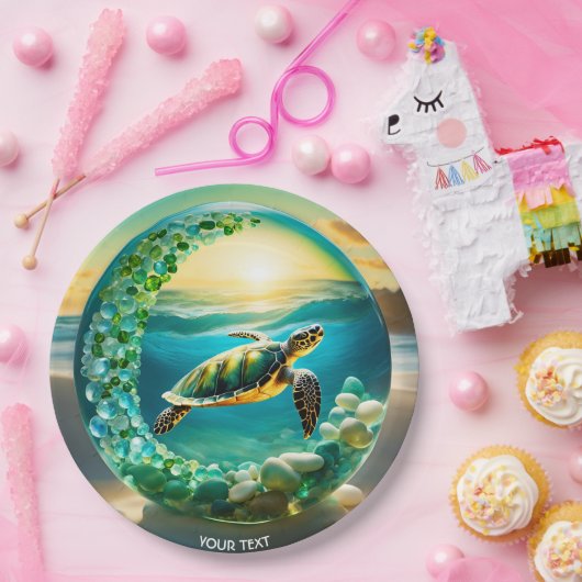 Fantasy Niedlich Vivid Turtle Sea Waves Pappteller (Party)