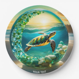 Fantasy Niedlich Vivid Turtle Sea Waves Pappteller