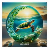 Fantasy Niedlich Vivid Turtle Sea Waves Poster (Vorderseite)