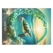 Fantasy Niedlich Vivid Turtle Sea Waves Tischdecke (Vorderseite (Horizontal))