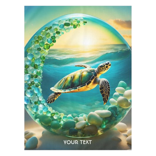 Fantasy Niedlich Vivid Turtle Sea Waves Tischdecke (Vorderseite)
