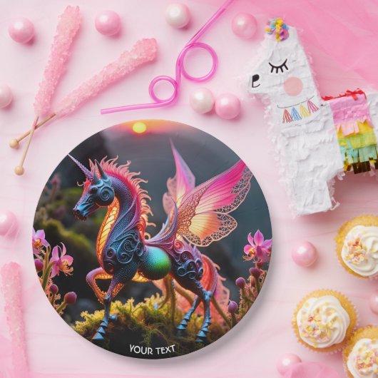 Fantasy Niedlich Vivid Unicorn Filigree Lace Pappteller (Party)