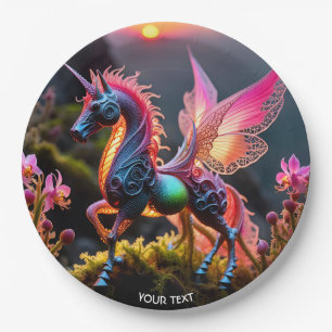 Fantasy Niedlich Vivid Unicorn Filigree Lace Pappteller