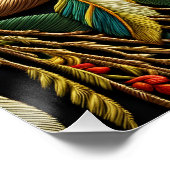 Fantasy Niedlich Vivid Vibranu bestickter Vogel Poster (Ecke)