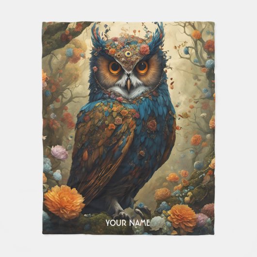 Fantasy Niedlich Vivid Vintag Owl Blume Fleecedecke (Vorderseite)