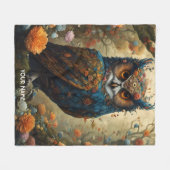 Fantasy Niedlich Vivid Vintag Owl Blume Fleecedecke (Vorderseite (Horizontal))