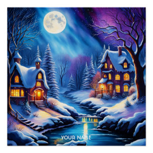 Fantasy Niedlich Vivid Weihnachten Winternacht Poster
