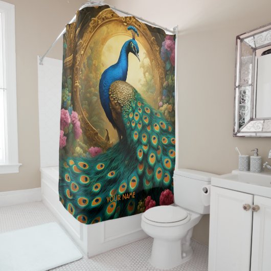 Fantasy Niedlich Vivix Romantic Peacock Portrait Duschvorhang (Beispiel)