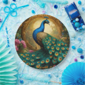 Fantasy Niedlich Vivix Romantic Peacock Portrait Pappteller (Party)