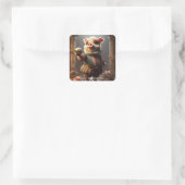 Fantasy Niedlich Wacky Head Pig Quadratischer Aufkleber (Tasche)