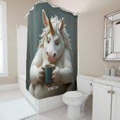 Fantasy Niedlich Wacky Unicorn Kaffee Duschvorhang (Beispiel)