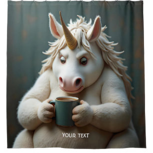Fantasy Niedlich Wacky Unicorn Kaffee Duschvorhang