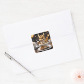 Fantasy Niedlich Waffle Dragon Coffee Quadratischer Aufkleber (Umschlag)