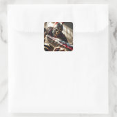 Fantasy Niedlich Warrior Antike Rüstung Quadratischer Aufkleber (Tasche)