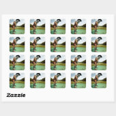 Fantasy Niedlich Warrior Playing Golf Quadratischer Aufkleber (Blatt)