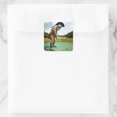 Fantasy Niedlich Warrior Playing Golf Quadratischer Aufkleber (Tasche)