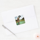 Fantasy Niedlich Warrior Playing Golf Quadratischer Aufkleber (Umschlag)