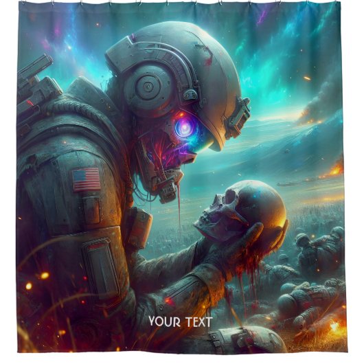 Fantasy Niedlich Warrior Space Mourning Duschvorhang (Vorderseite)