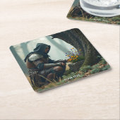 Fantasy Niedlich Warrior Wilde Blume Rechteckiger Pappuntersetzer (angewinkelt)