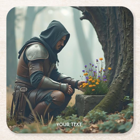 Fantasy Niedlich Warrior Wilde Blume Rechteckiger Pappuntersetzer (Vorderseite)