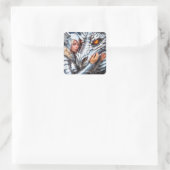 Fantasy Niedlich Warriordrache Quadratischer Aufkleber (Tasche)