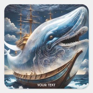 Fantasy Niedlich Whale Sea Quadratischer Aufkleber
