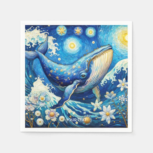 Fantasy Niedlich Whale Stars Sea Serviette (Vorderseite)
