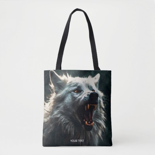 Fantasy Niedlich White Angry Wolf Tasche (Vorderseite)