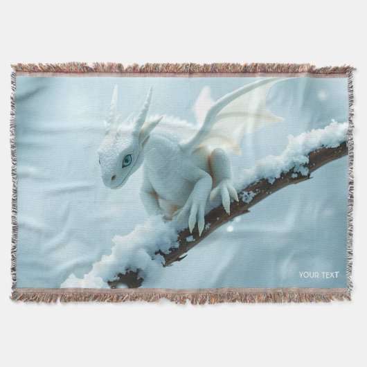 Fantasy Niedlich White Baby Dragon Decke (Vorderseite)