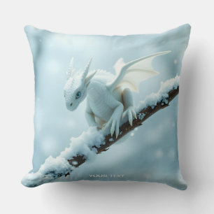 Fantasy Niedlich White Baby Dragon Kissen