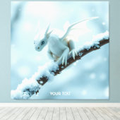Fantasy Niedlich White Baby Dragon Leinwanddruck (Insitu (Holzboden))