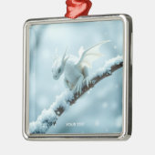 Fantasy Niedlich White Baby Dragon Ornament Aus Metall (Links)