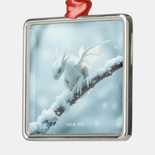 Fantasy Niedlich White Baby Dragon Ornament Aus Metall (Links)