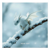 Fantasy Niedlich White Baby Dragon Poster (Vorderseite)