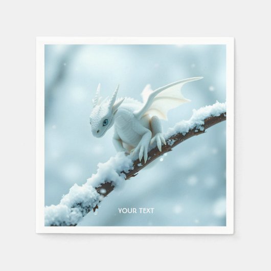 Fantasy Niedlich White Baby Dragon Serviette (Vorderseite)