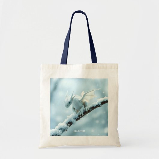Fantasy Niedlich White Baby Dragon Tragetasche (Vorne)