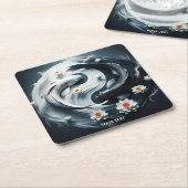 Fantasy Niedlich White Black Fish Rechteckiger Pappuntersetzer (angewinkelt)