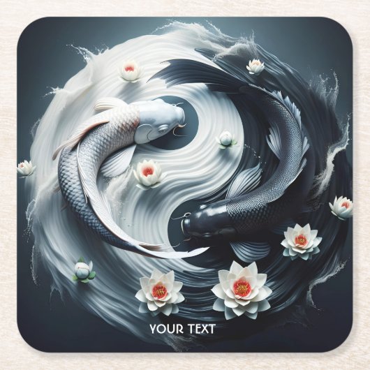 Fantasy Niedlich White Black Fish Rechteckiger Pappuntersetzer (Vorderseite)
