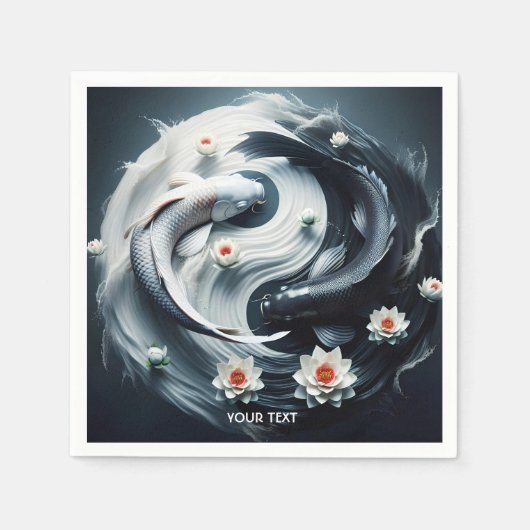 Fantasy Niedlich White Black Fish Serviette (Vorderseite)