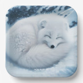 Fantasy Niedlich White Fox Snow Pappteller (Vorderseite)