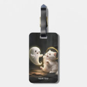 Fantasy Niedlich White Ghost Cat Gepäckanhänger (Rückseite vertikal)