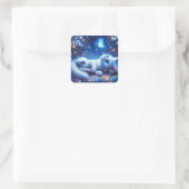 Fantasy Niedlich White Lay Fox Quadratischer Aufkleber (Tasche)