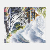 Fantasy Niedlich White Leopard Mountains Fleecedecke (Vorderseite (Horizontal))